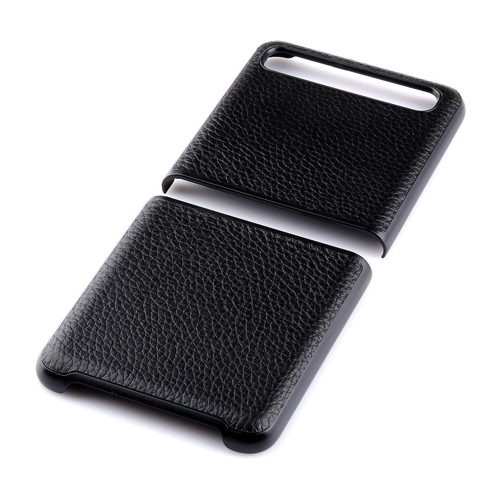 Litchi Texture Genuine Leather Skin Coated PC Cell Phone Case for Samsung Galaxy Z Flip