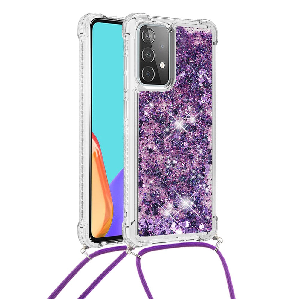TPU Quicksand Design Phone Protective Shell Cover with Hanging Strap for Samsung Galaxy A52 4G/5G / A52s 5G