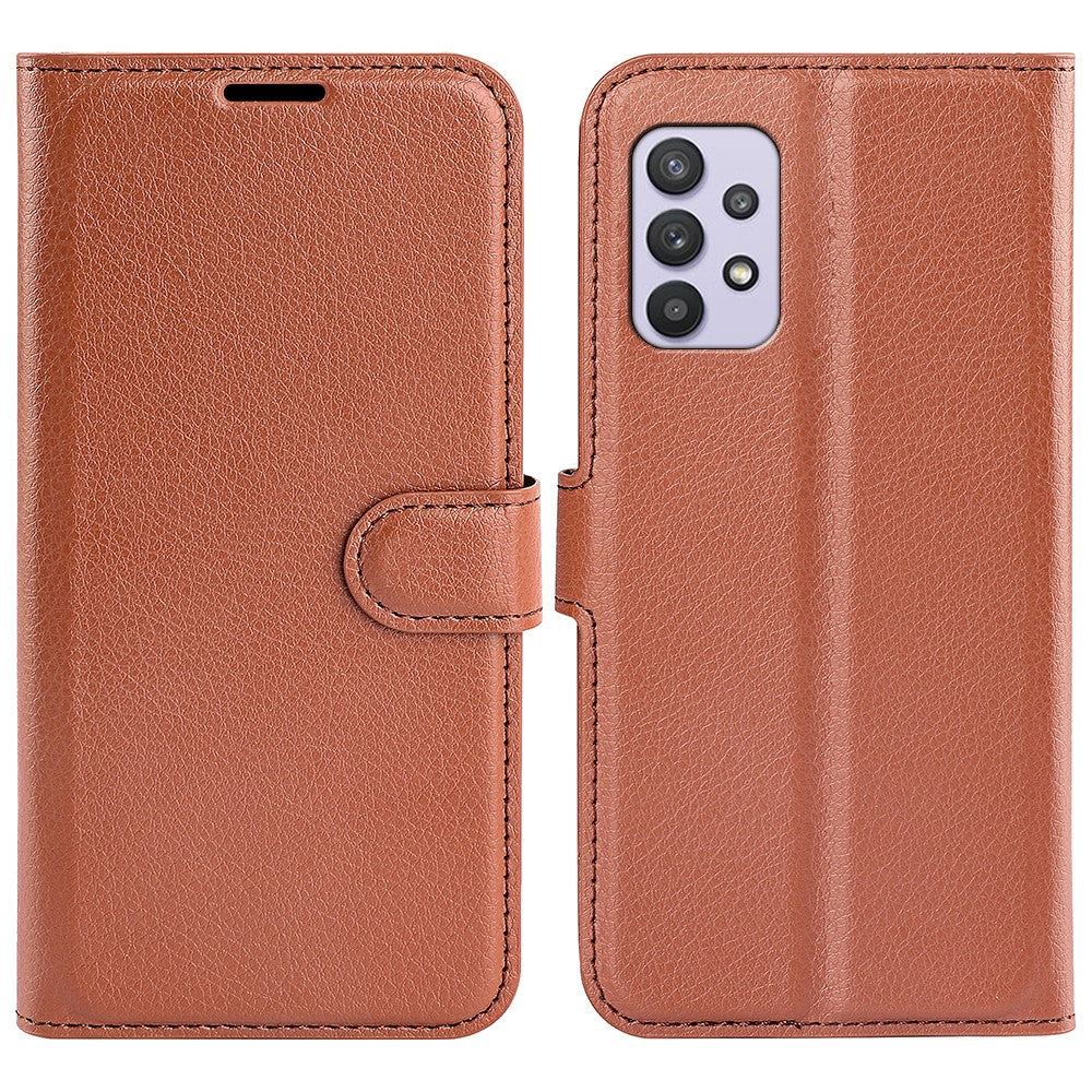 For Samsung Galaxy A53 5G Litchi Texture PU Leather Folio Case Magnetic Clasp Anti-scratch Phone Cover with Stand Wallet