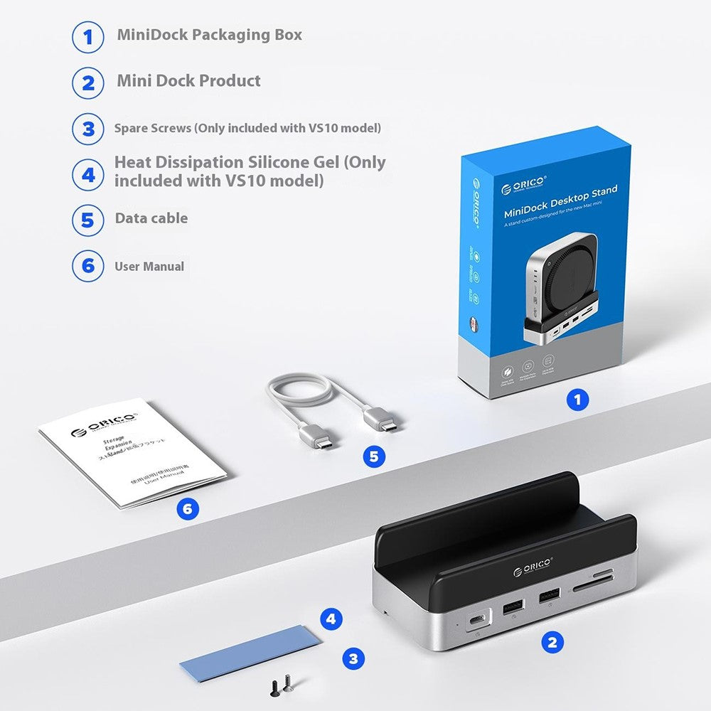 ORICO VS10 For Mac mini M4 Expansion Dock Converter M.2 SSD Enclosure Desktop Storage Base