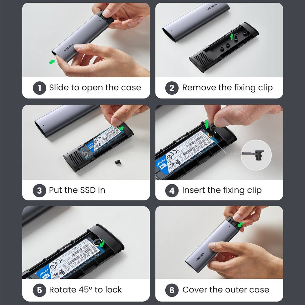 UGREEN M.2 NVMe Case Enclosure USB 3.1 Type-C Gen2 PCIe M2 SSD Caddy Case External Hard Drive