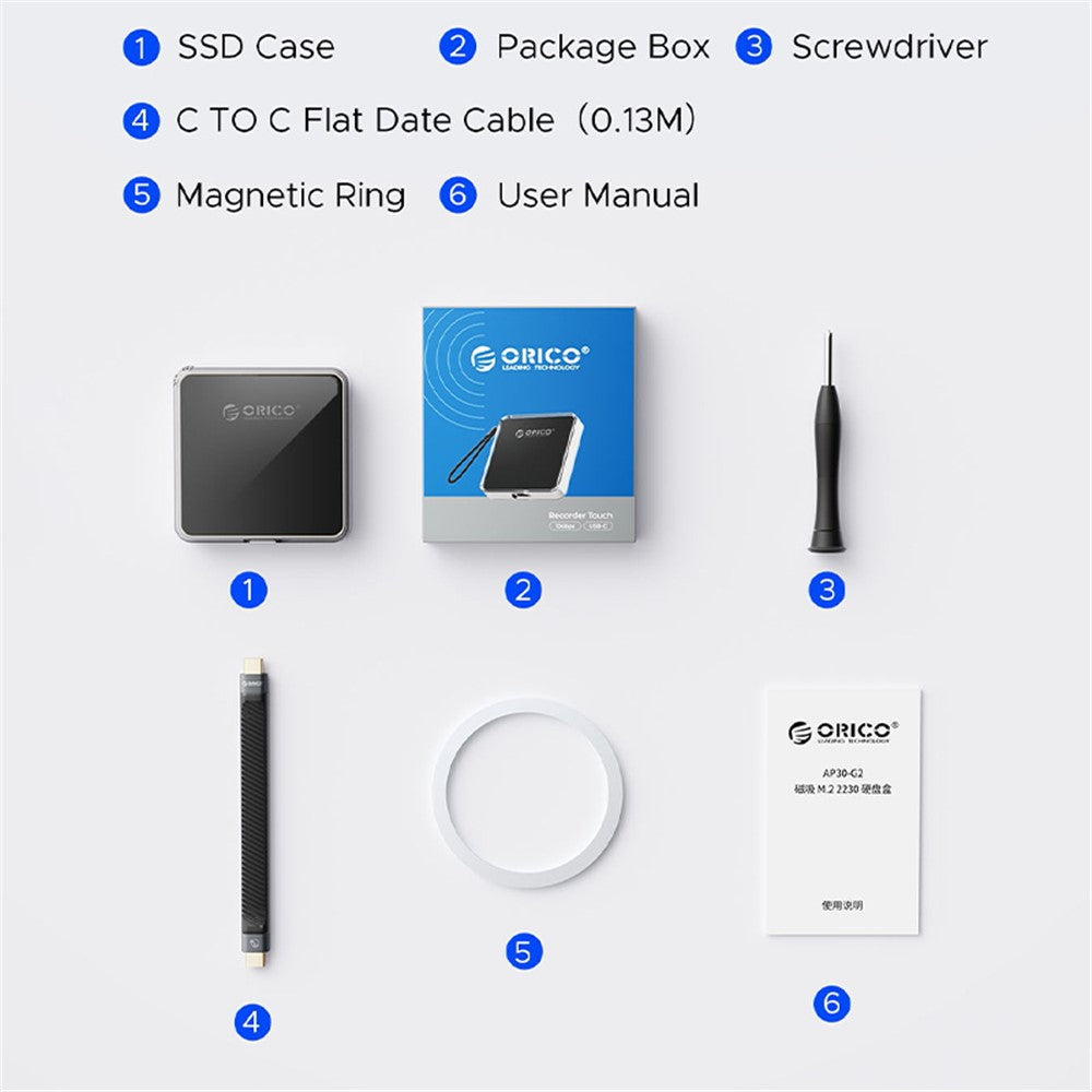 ORICO AP30-G2 Tool-Free Magnetic M.2 2230 NVME SSD Enclosure for iPhone 15 Pro Solid State Drive