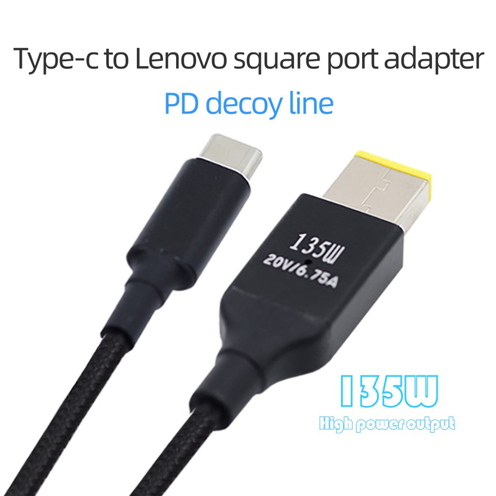 UC-106-DC135W Type-C 135W to DC Rectangle 11.0x4.5mm Power PD Charge Cable for Lenovo Thinkpad X1 Legion Y7000P Laptop DC20V 6.25A