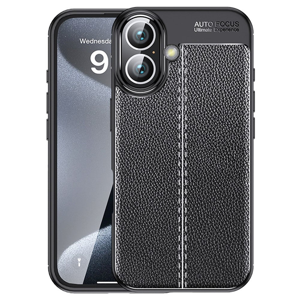 For iPhone 16 Plus Case Litchi Texture TPU Back Phone Cover