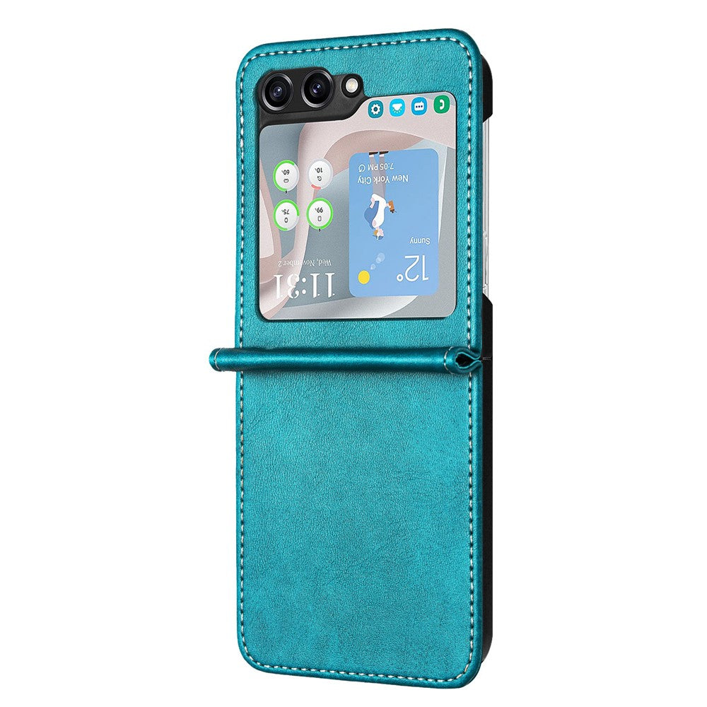 Samsung Galaxy Z Flip7 FE 5G / Z Flip6 5G / Z Flip5 5G Case PU Leather Hard PC Phone Cover Calf Texture
