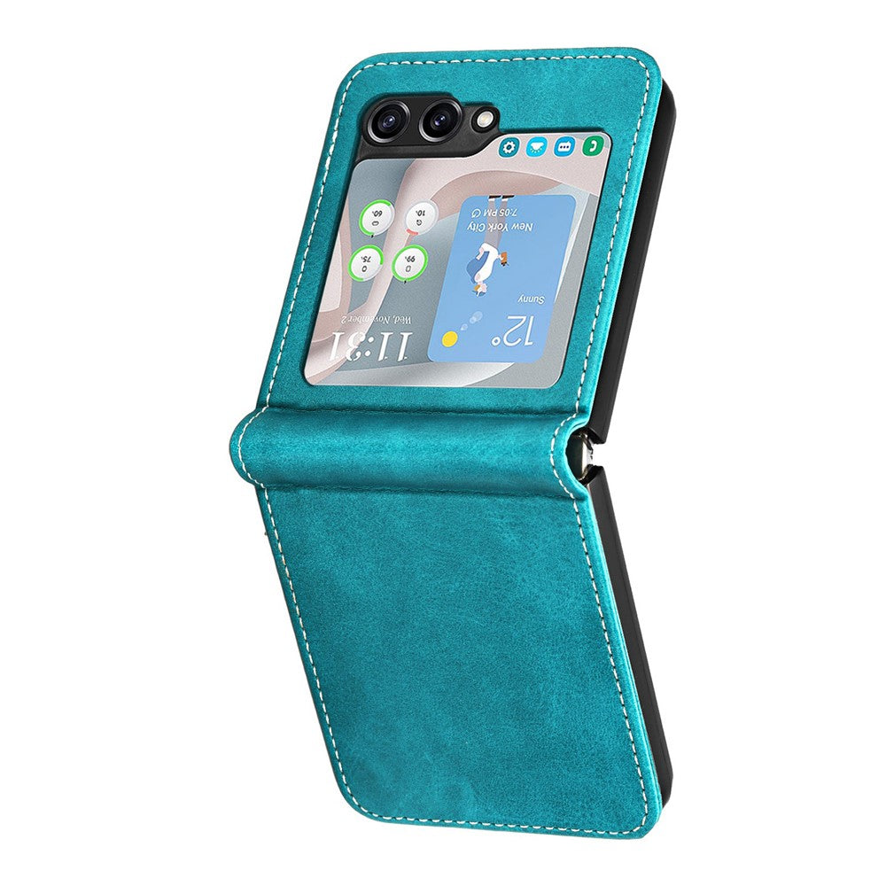 Samsung Galaxy Z Flip7 FE 5G / Z Flip6 5G / Z Flip5 5G Case PU Leather Hard PC Phone Cover Calf Texture