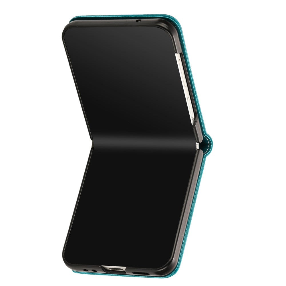 Samsung Galaxy Z Flip7 FE 5G / Z Flip6 5G / Z Flip5 5G Case PU Leather Hard PC Phone Cover Calf Texture