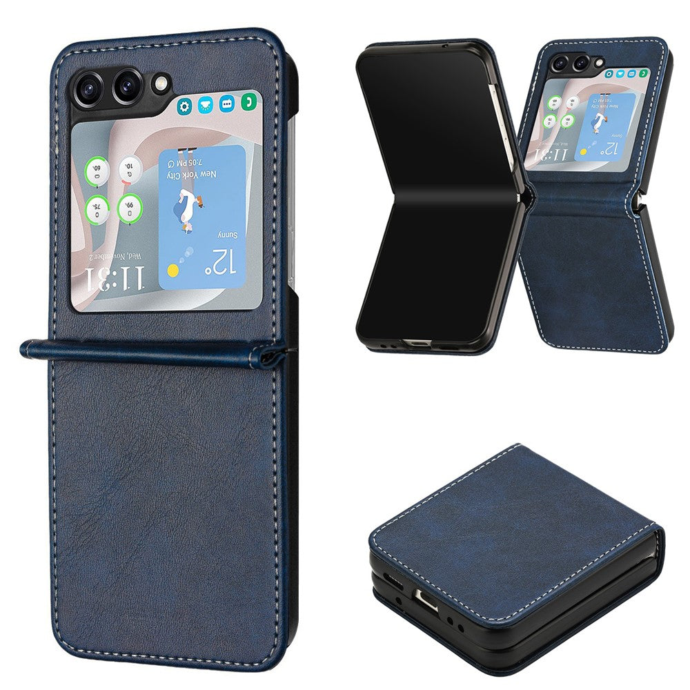 Samsung Galaxy Z Flip7 FE 5G / Z Flip6 5G / Z Flip5 5G Case PU Leather Hard PC Phone Cover Calf Texture