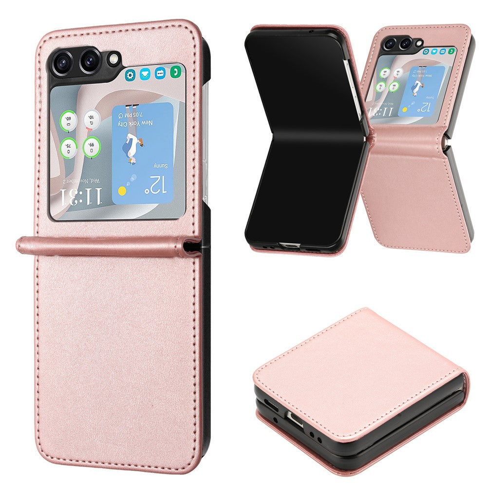 Samsung Galaxy Z Flip7 FE 5G / Z Flip6 5G / Z Flip5 5G Case PU Leather Hard PC Phone Cover Calf Texture