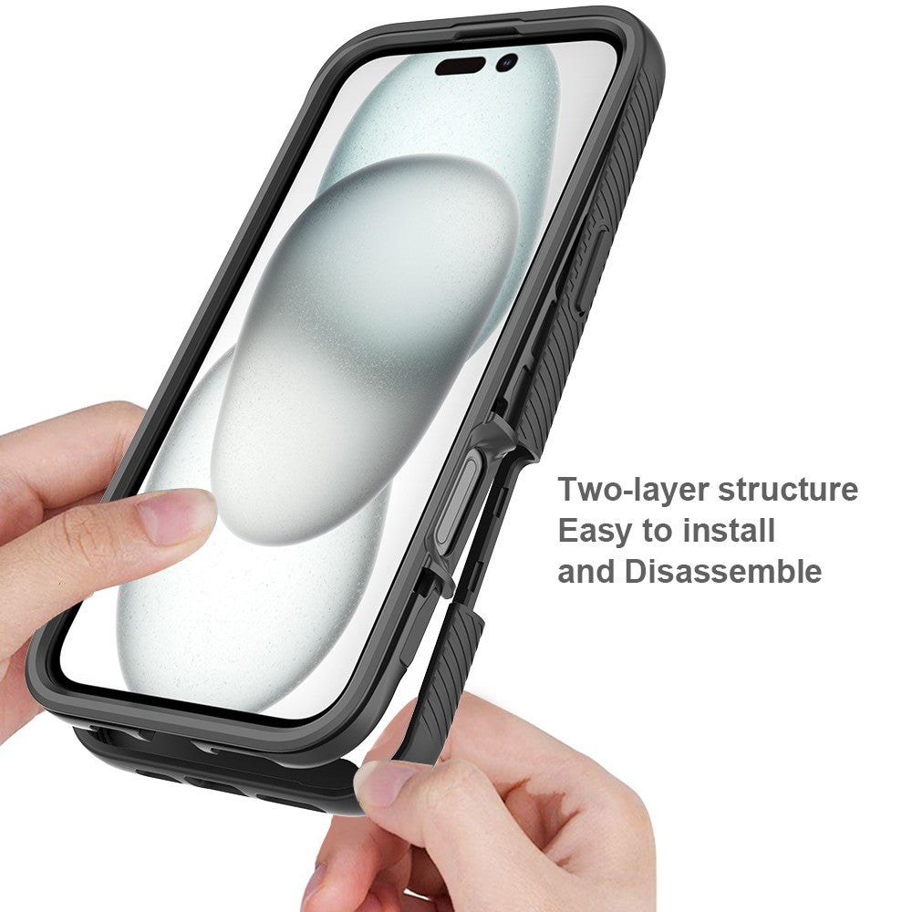 For iPhone 16 Plus Magnetic Case PC+TPU Phone Cover with PET Screen Film All-Around Protection