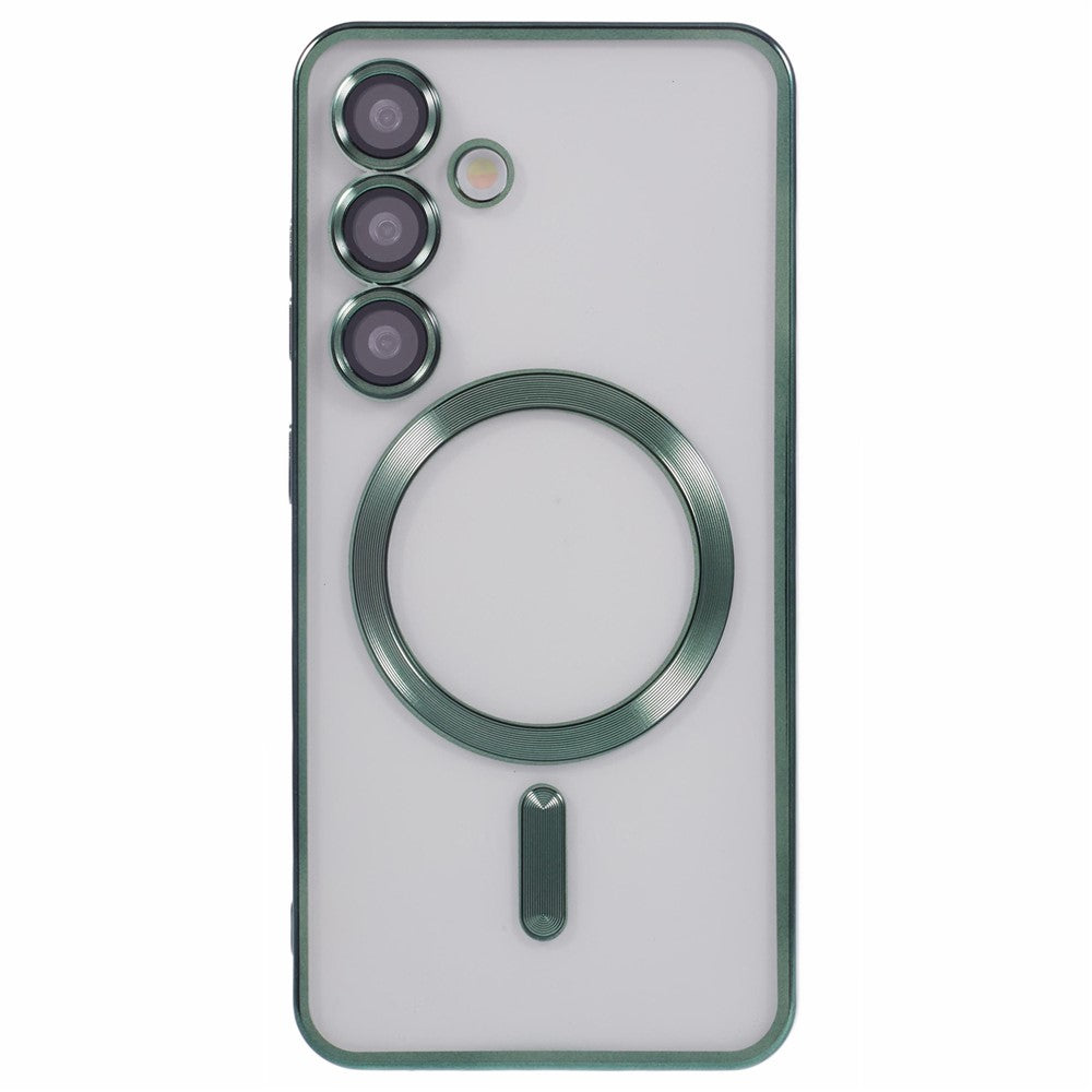 For Samsung Galaxy S25 Magnetic Case Electroplated TPU Phone Cover with Lens Film