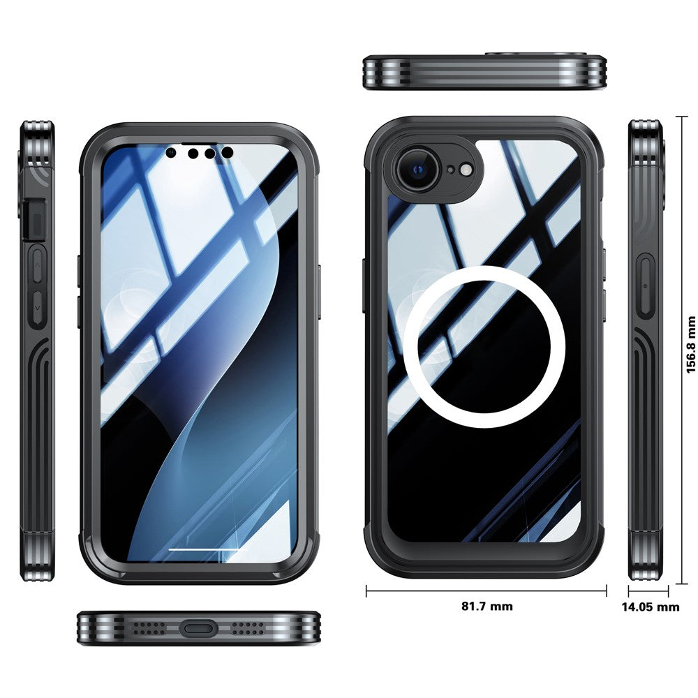 For iPhone 16e Compatible with MagSafe Case PC+TPU Phone Cover with Tempered Glass Screen Film