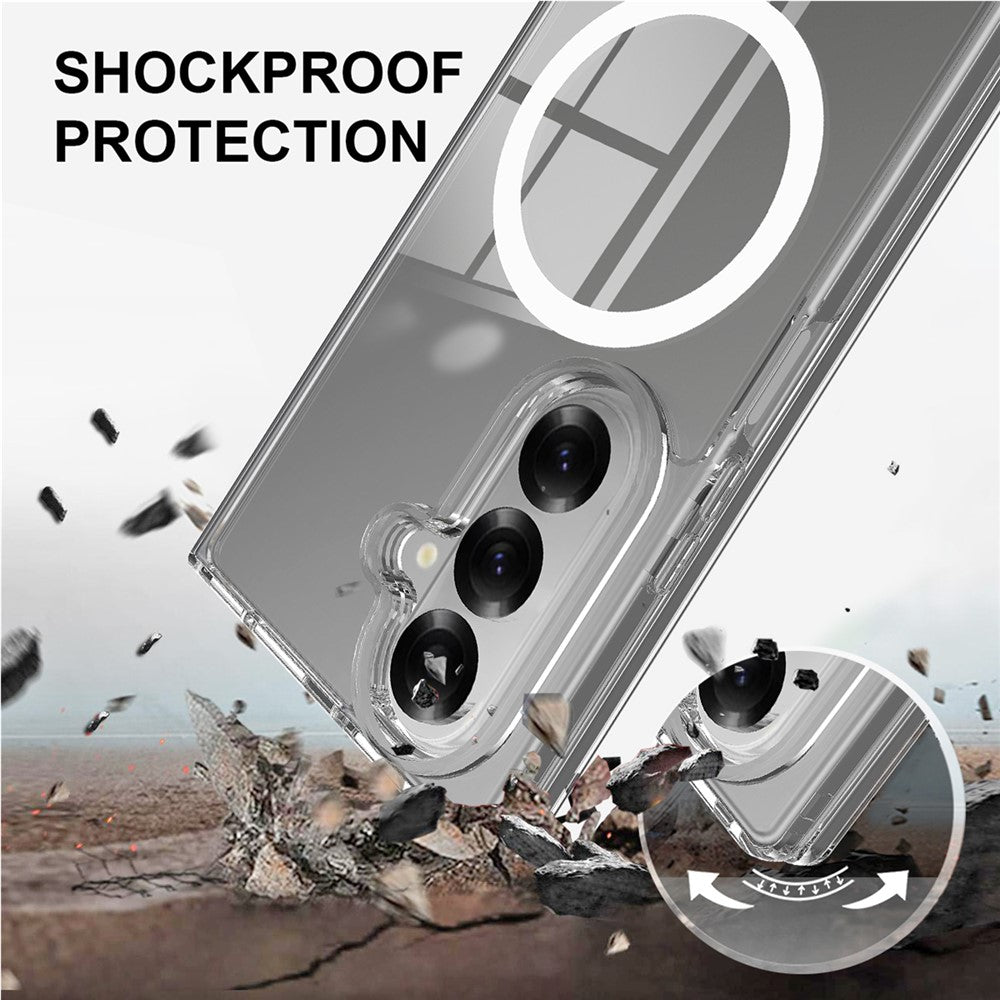 Samsung Galaxy Z Fold7 5G Clear Phone Case Compatible with MagSafe TPU+Acrylic Back Cover