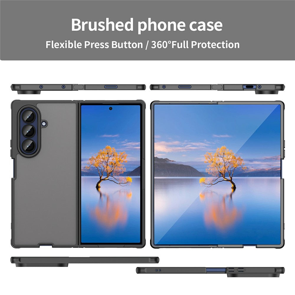 Samsung Galaxy Z Fold7 5G Case Drop Proof Airbags Frosted Translucent PC + TPU Phone Back Cover