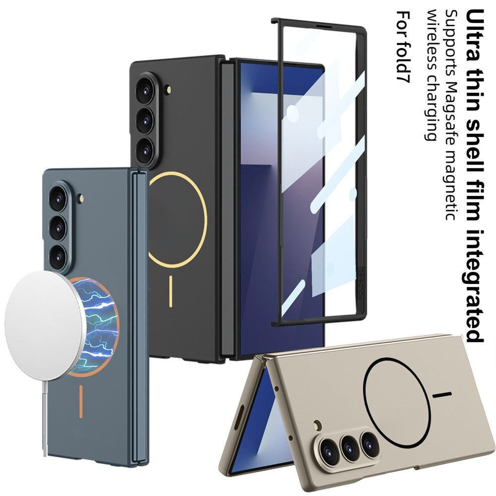 Samsung Galaxy Z Fold7 5G Magnetic Case Slim Hard PC + Tempered Glass Phone Cover with Screen Film