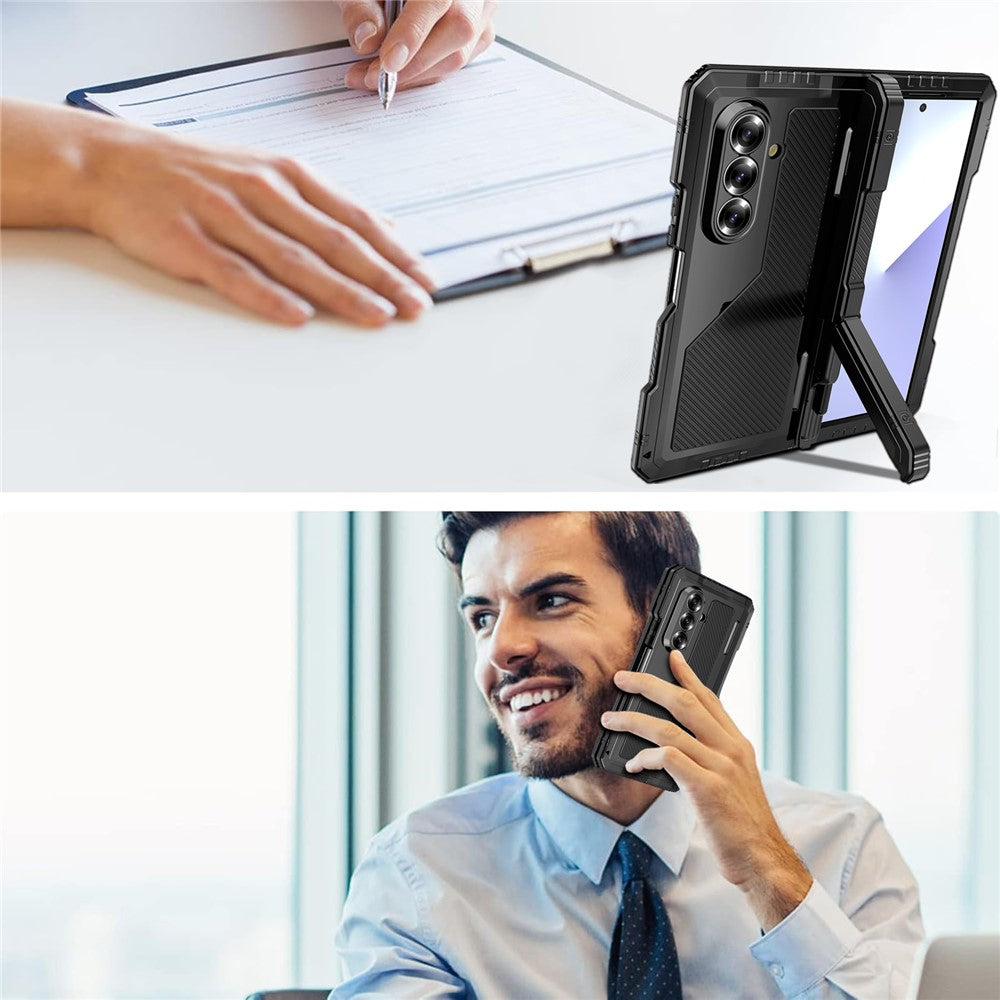 Samsung Galaxy Z Fold7 5G Case Aluminium Alloy + Silicone Kickstand Cover with PET Screen Film