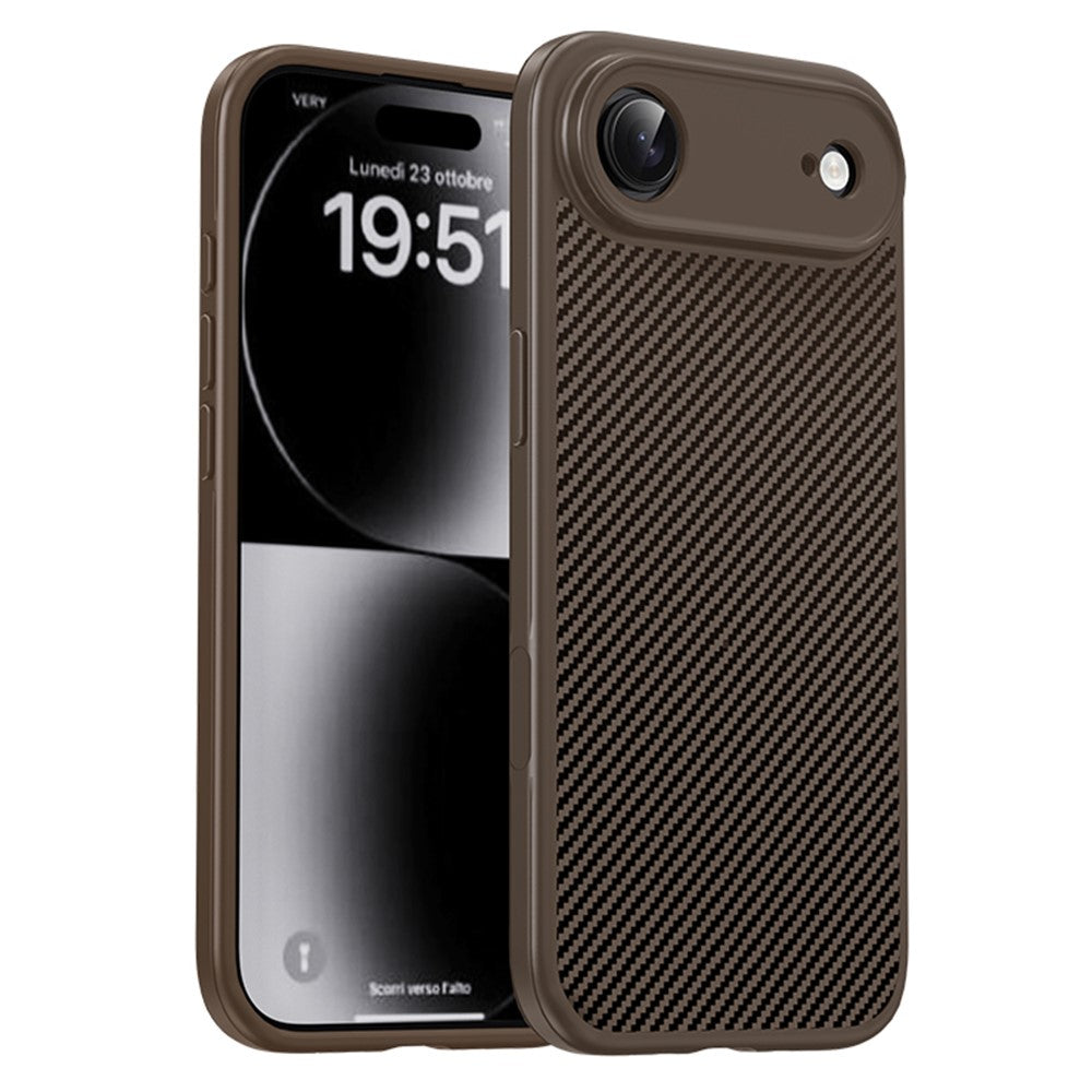 IPAKY For iPhone Air TPU Case Carbon Fiber Texture Phone Cover Metal Lens Frame