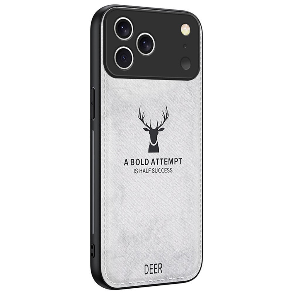 For iPhone 17 Pro Case Deer Pattern Cloth Texture PU + PC + TPU Phone Cover