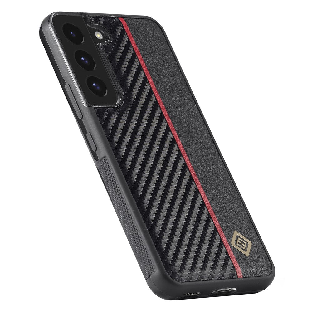 LC.IMEEKE For Samsung Galaxy S21 4G / 5G Carbon Fiber Texture Case PU Leather Coated TPU+EVA Fall Resistant Phone Cover