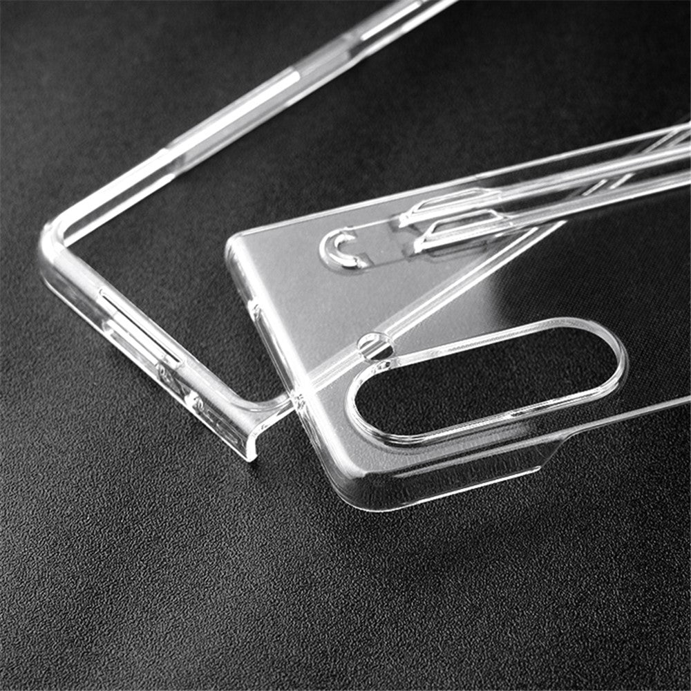 Samsung Galaxy Z Fold5 5G Transparent Phone Case Hard PC Anti-Scratch Cover with Pen Holder