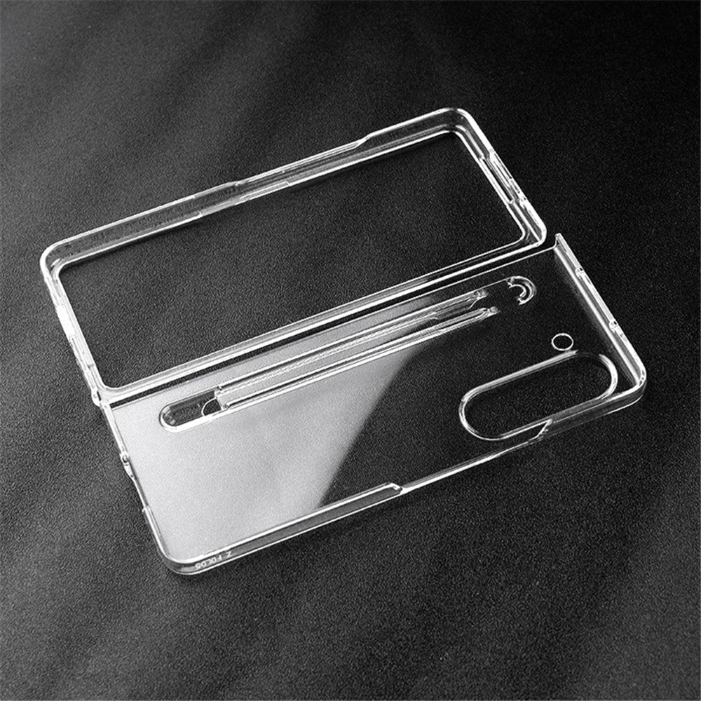 Samsung Galaxy Z Fold5 5G Transparent Phone Case Hard PC Anti-Scratch Cover with Pen Holder