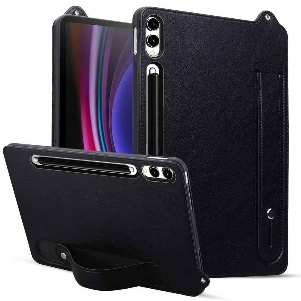 For Samsung Galaxy Tab S11 Ultra Case Hand Strap Kickstand Leather Tablet Cover
