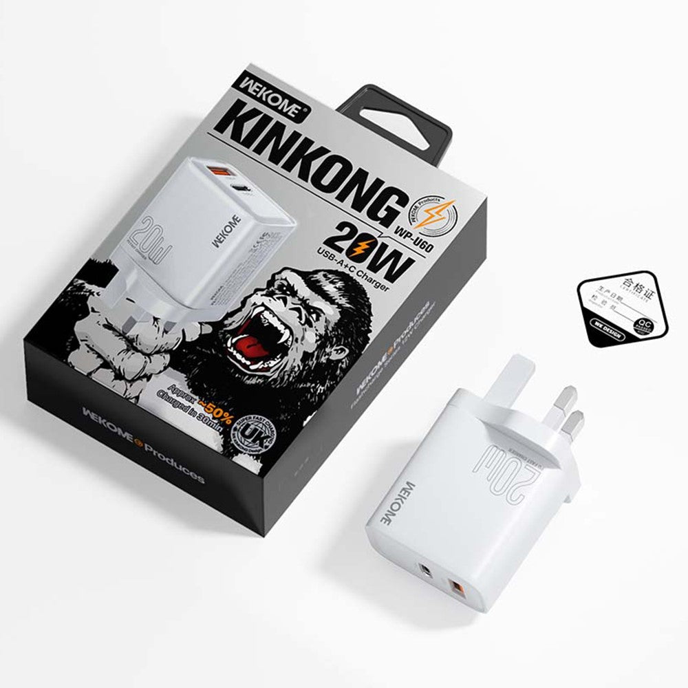 WEKOME WP-U60 20W Fast Charger USB-A / Type-C Dual Port Power Adapter for Multiple Devices