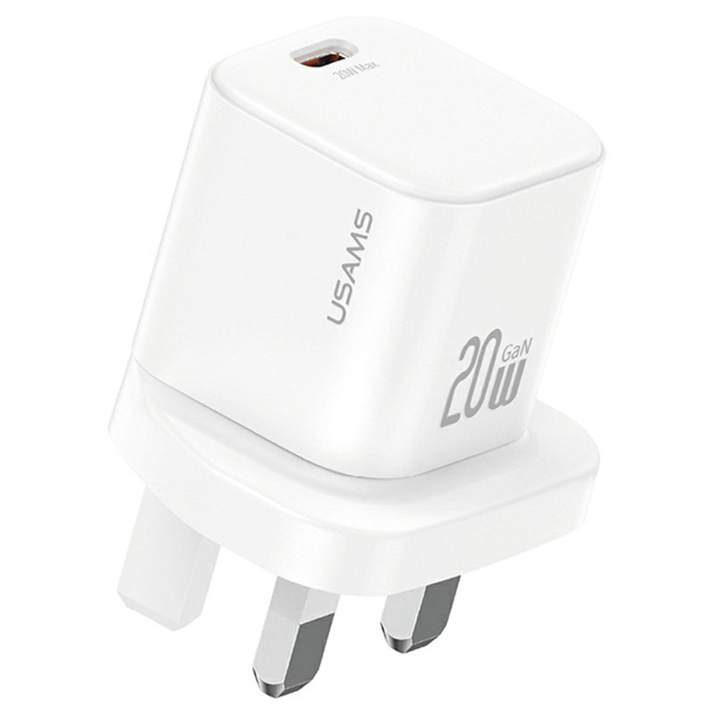 USAMS CC274 20W GaN Mini Fast Charger Type-C Port Output Adapter, UK Plug