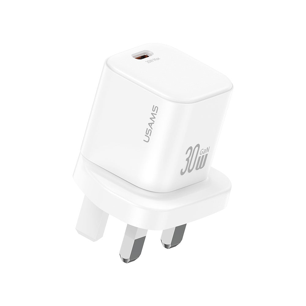 USAMS CC276 30W GaN Mini Fast Charger Type-C Port Power Adapter, UK Plug