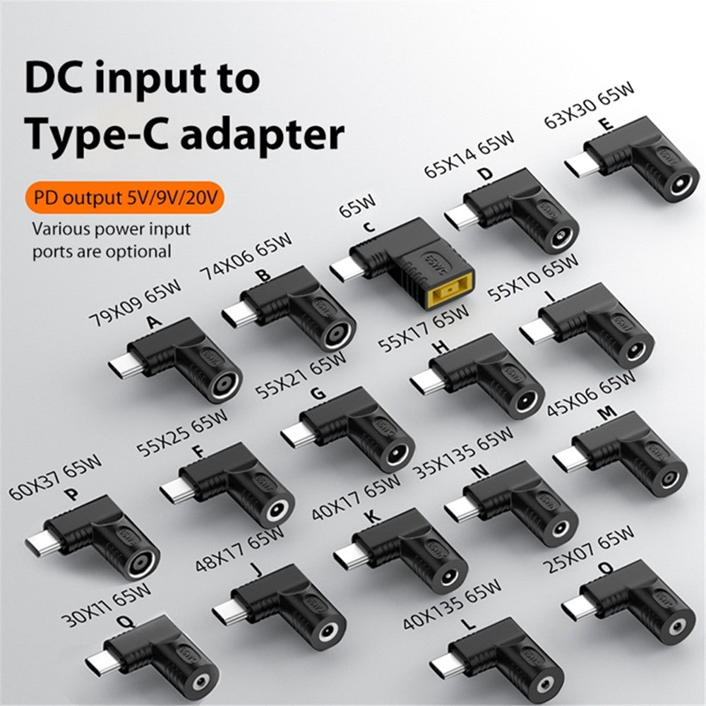 DC 5.5x2.5mm to Type C Female to Male Mini Converter PD 65W Laptop Power Supply Charger Adapter