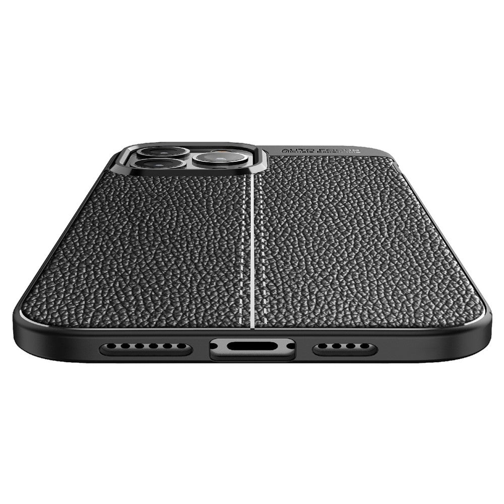 Soft TPU Litchi Texture Phone Back Case for iPhone 13 Pro Max