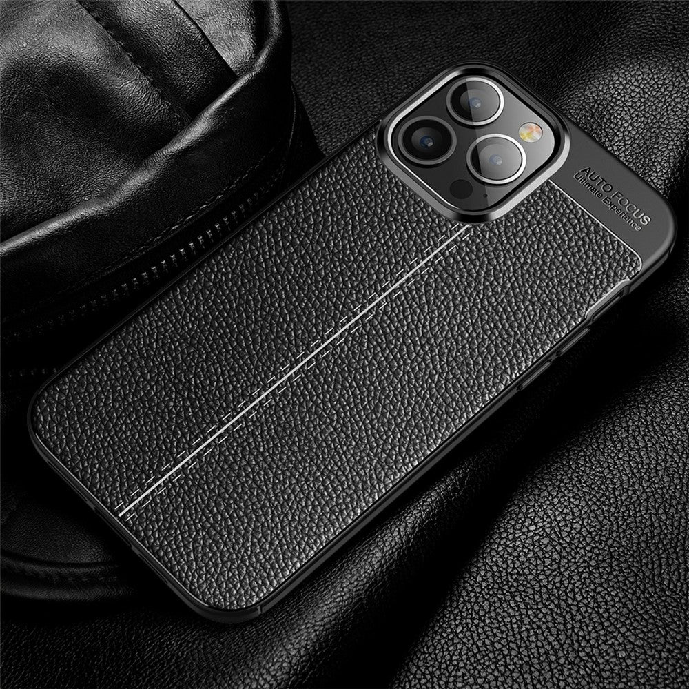 Soft TPU Litchi Texture Phone Back Case for iPhone 13 Pro Max