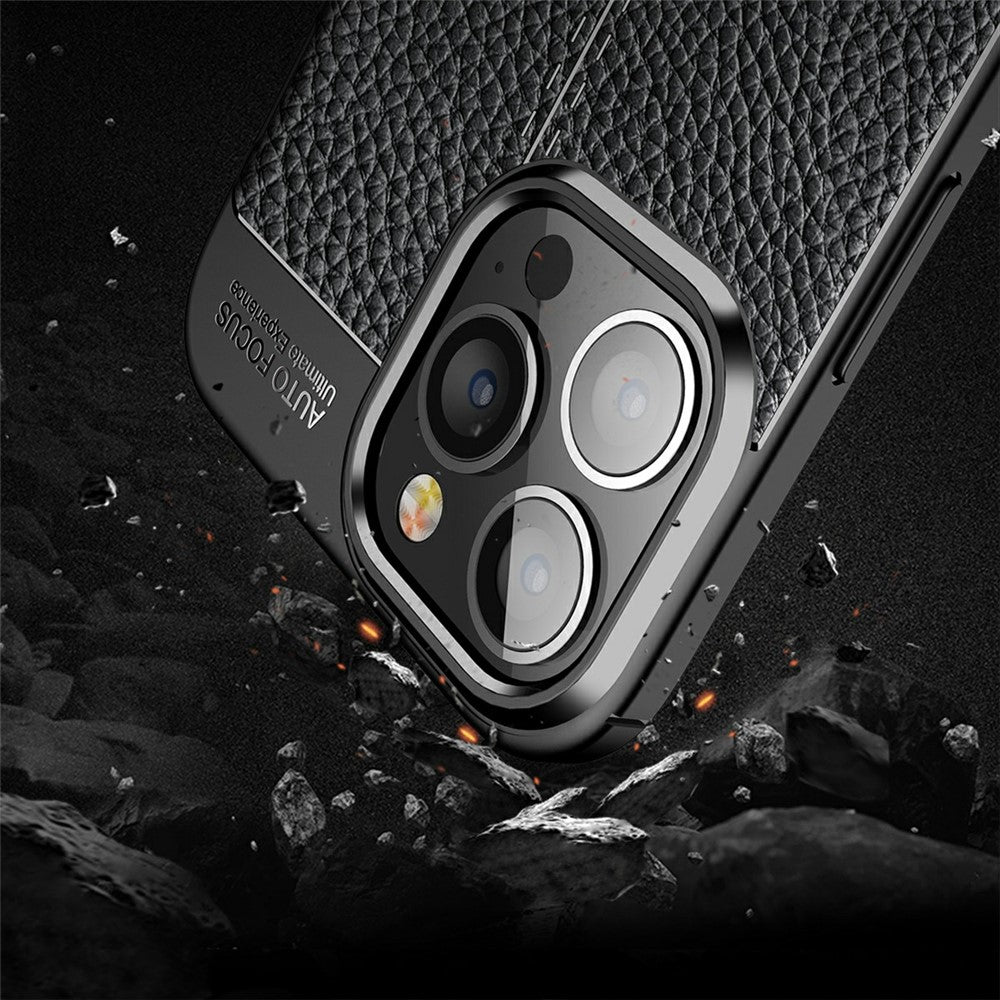 Soft TPU Litchi Texture Phone Back Case for iPhone 13 Pro Max