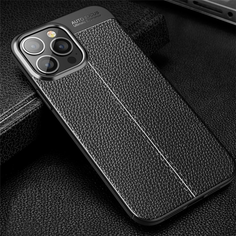 Soft TPU Litchi Texture Phone Back Case for iPhone 13 Pro Max