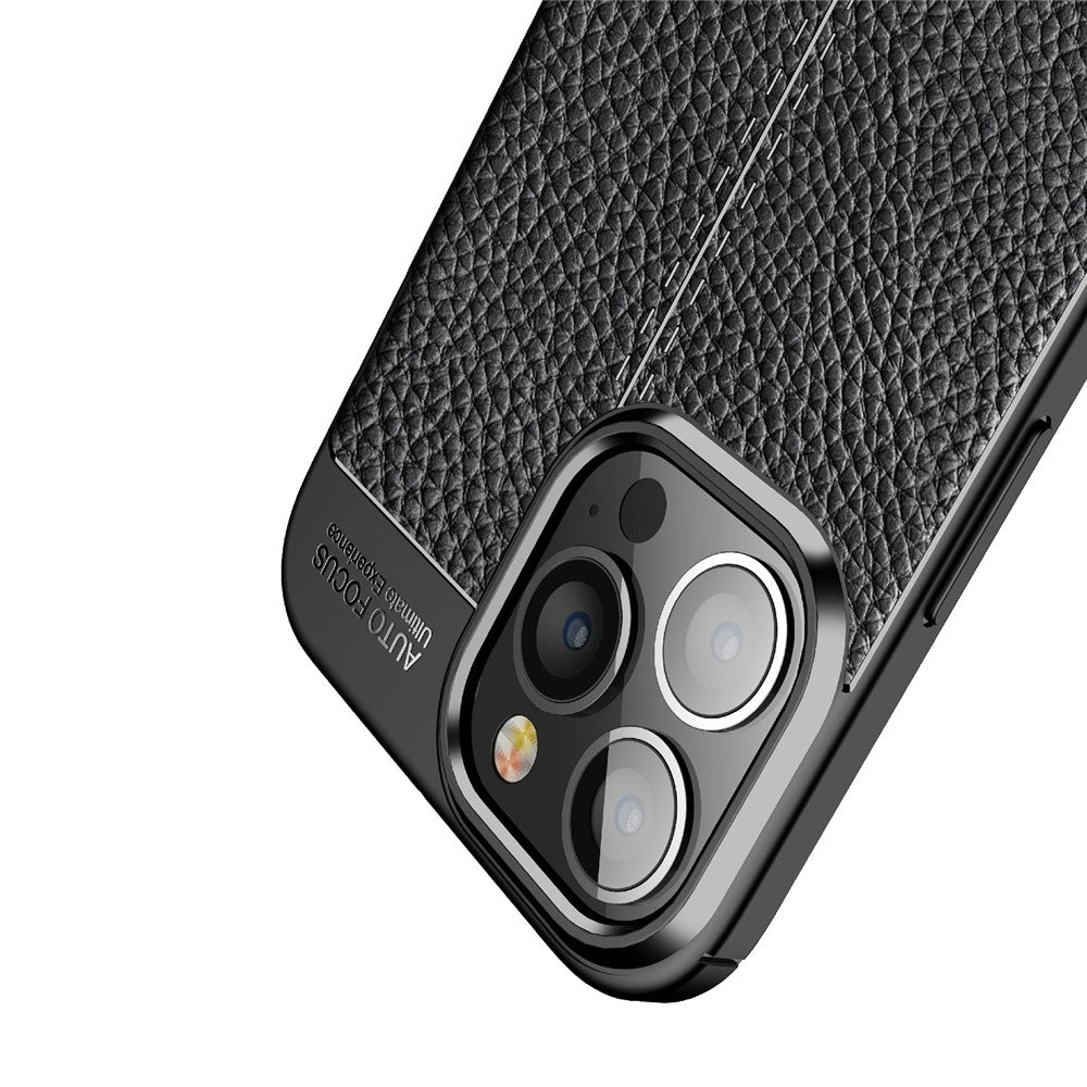 Soft TPU Litchi Texture Phone Back Case for iPhone 13 Pro Max
