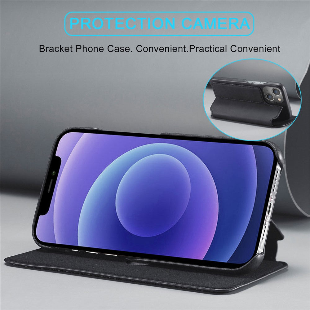 LC.IMEEKE Retro Style Card Holder Stand Design Leather Phone Case Cover for iPhone 13 6.1 inch