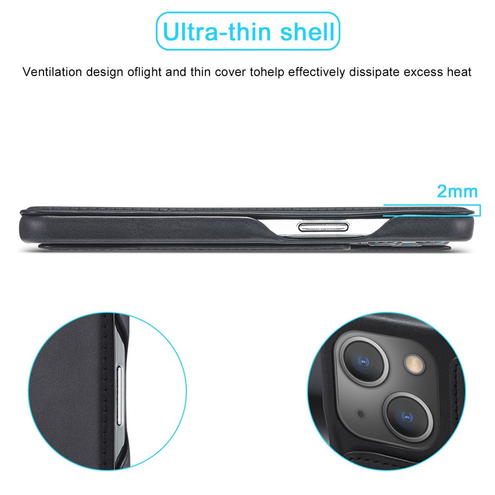 LC.IMEEKE Retro Style Card Holder Stand Design Leather Phone Case Cover for iPhone 13 6.1 inch