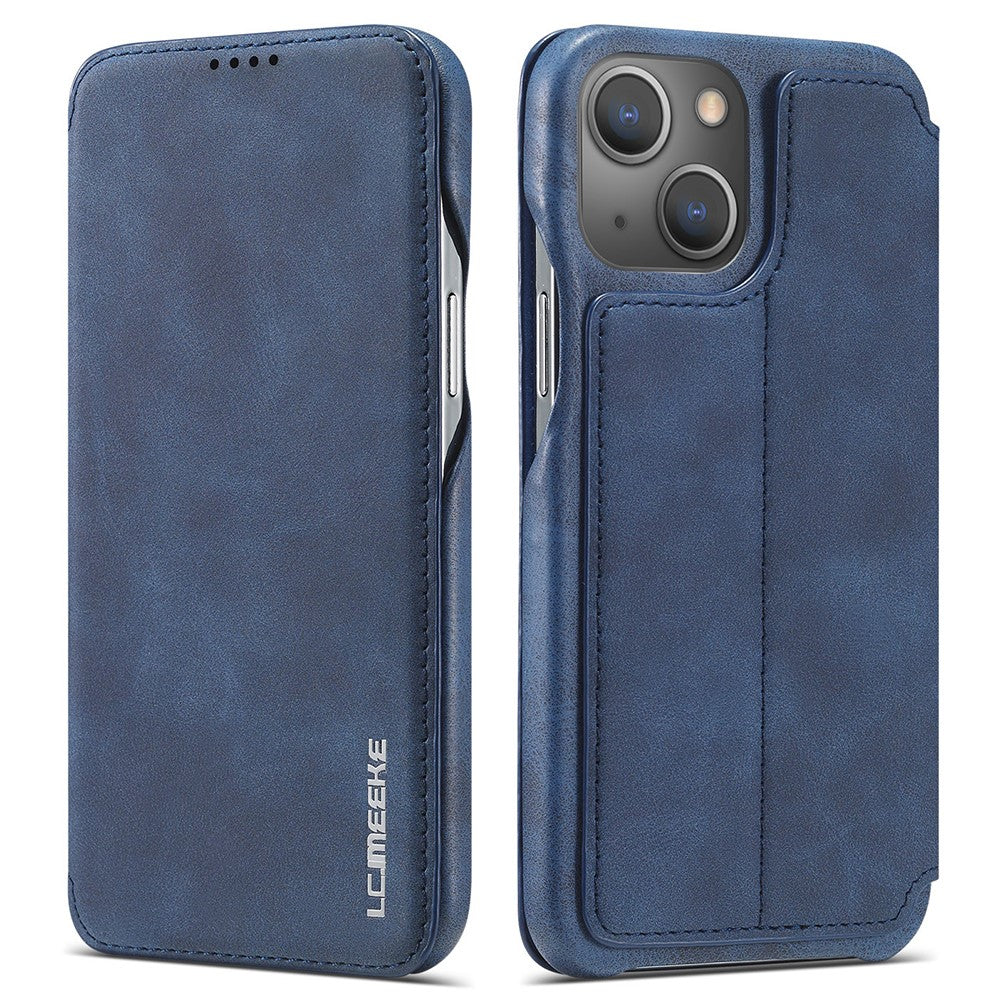 LC.IMEEKE Retro Style Card Holder Stand Design Leather Phone Case Cover for iPhone 13 6.1 inch