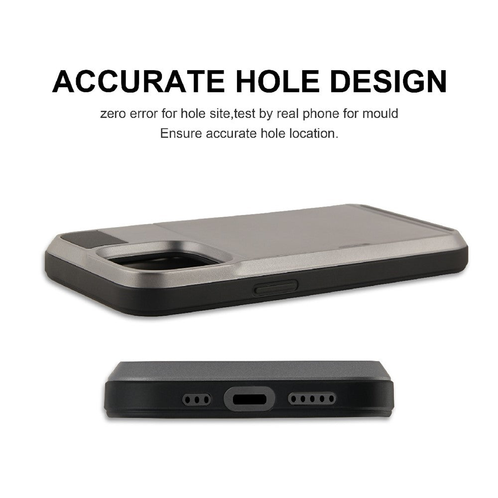 Slide Design Card Holder Anti Fall TPU + PC Phone Case Shell for iPhone 13 6.1 inch