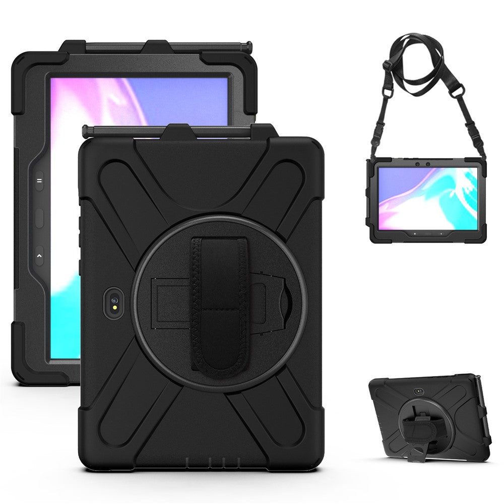 For Samsung Galaxy Tab Active5 Pro X350 / X356B / Active4 Pro T630 T636 / Active Pro T540 T545 T547 PC Silicone Tablet Case Kickstand with Strap