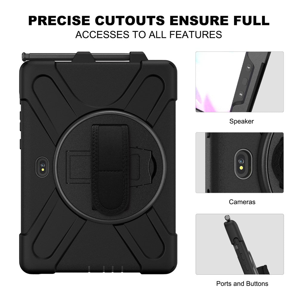 PC+Silicone Kickstand Case with Strap for Samsung Galaxy Tab Active5 Pro X350 / X356B / Active Pro T540 / T545 / T547 / Active4 Pro T630 / T636