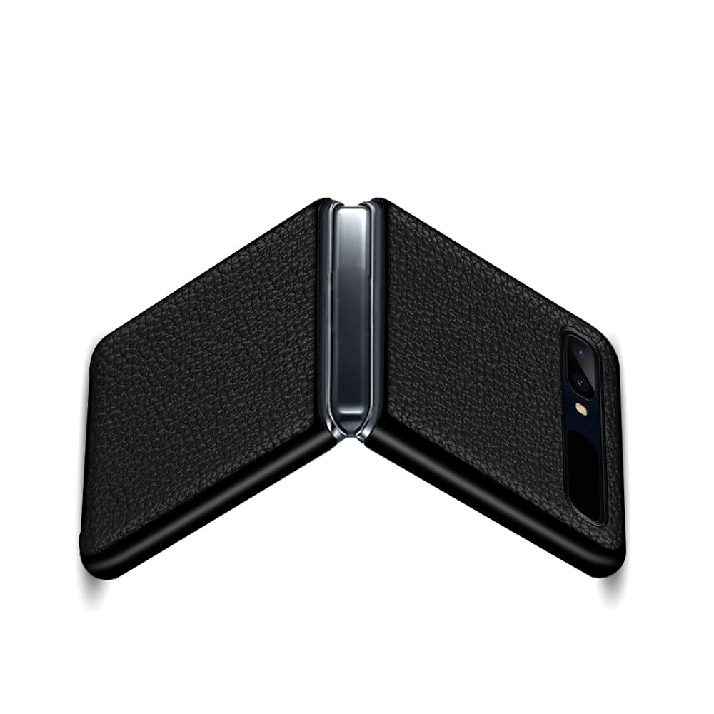 Samsung Galaxy Z Flip Litchi Texture Genuine Leather + TPU Shockproof Folding Anti-Drop Phone Case