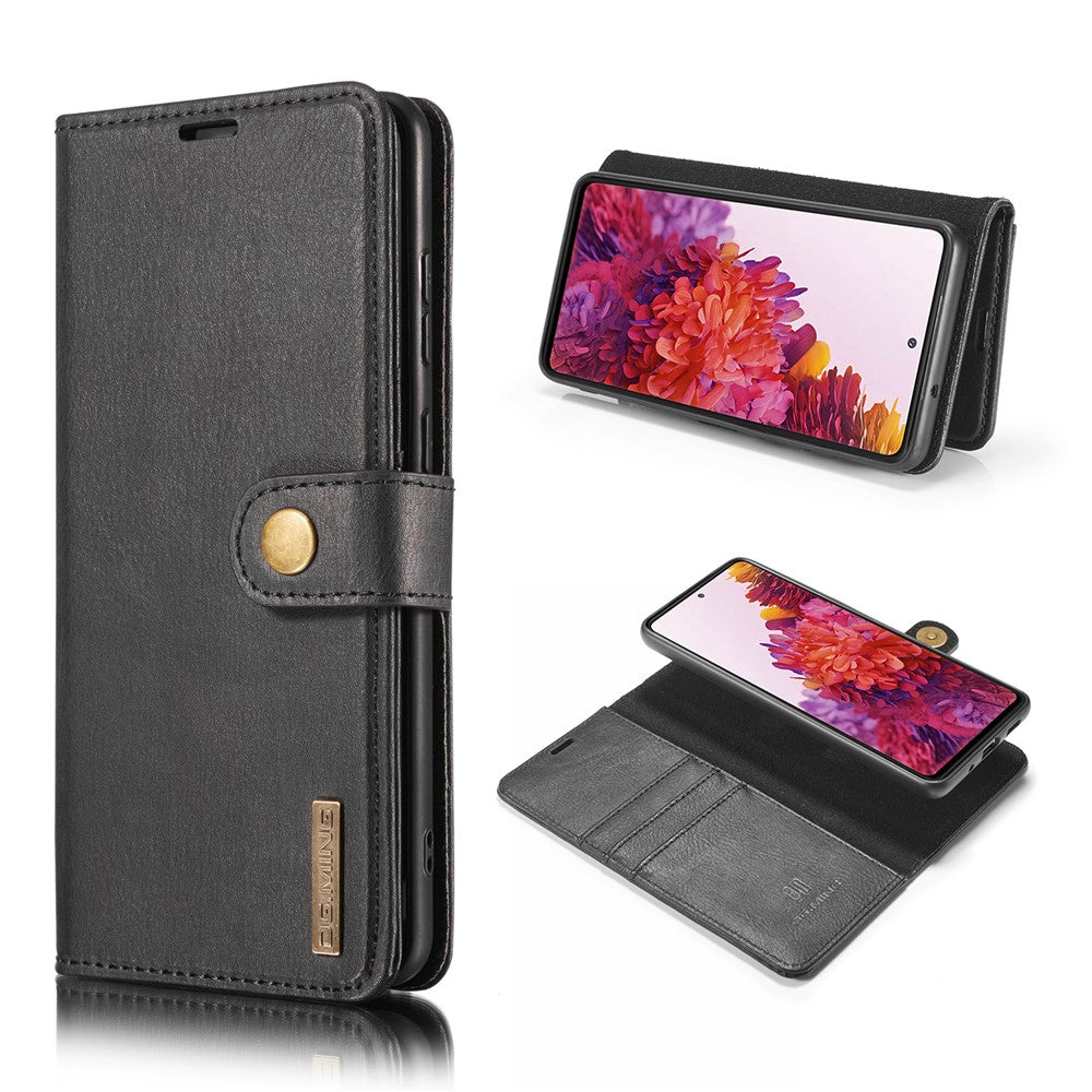 DG.MING Detachable 2-in-1 Split Leather Wallet Shell + PC Back Case for Samsung Galaxy S20 FE 4G / 5G / S20 Lite / S20 FE 2022