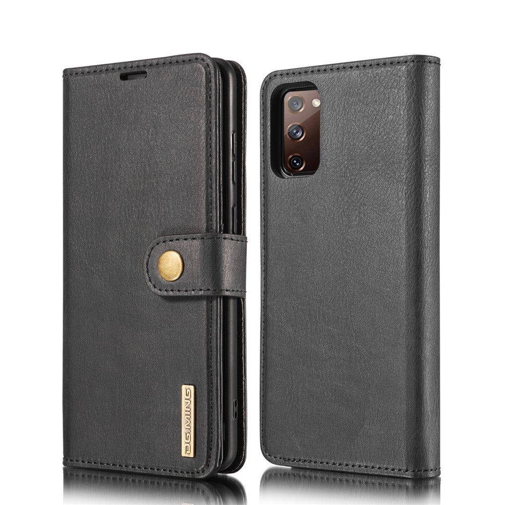 DG.MING Detachable 2-in-1 Split Leather Wallet Shell + PC Back Case for Samsung Galaxy S20 FE 4G / 5G / S20 Lite / S20 FE 2022
