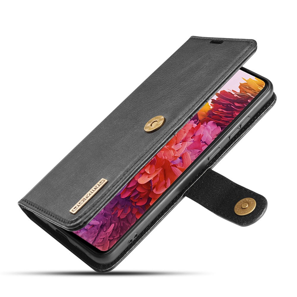 DG.MING Detachable 2-in-1 Split Leather Wallet Shell + PC Back Case for Samsung Galaxy S20 FE 4G / 5G / S20 Lite / S20 FE 2022