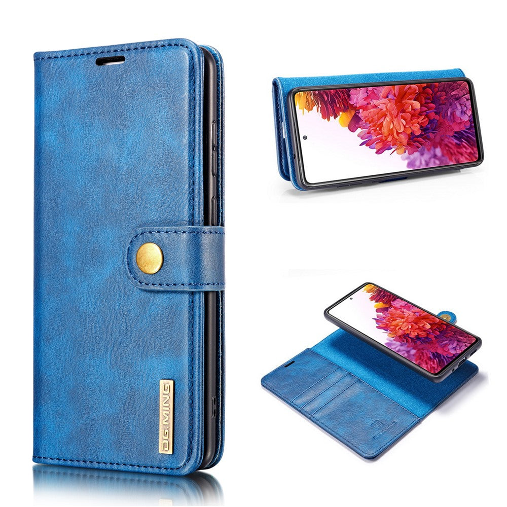 DG.MING Detachable 2-in-1 Split Leather Wallet Shell + PC Back Case for Samsung Galaxy S20 FE 4G / 5G / S20 Lite / S20 FE 2022