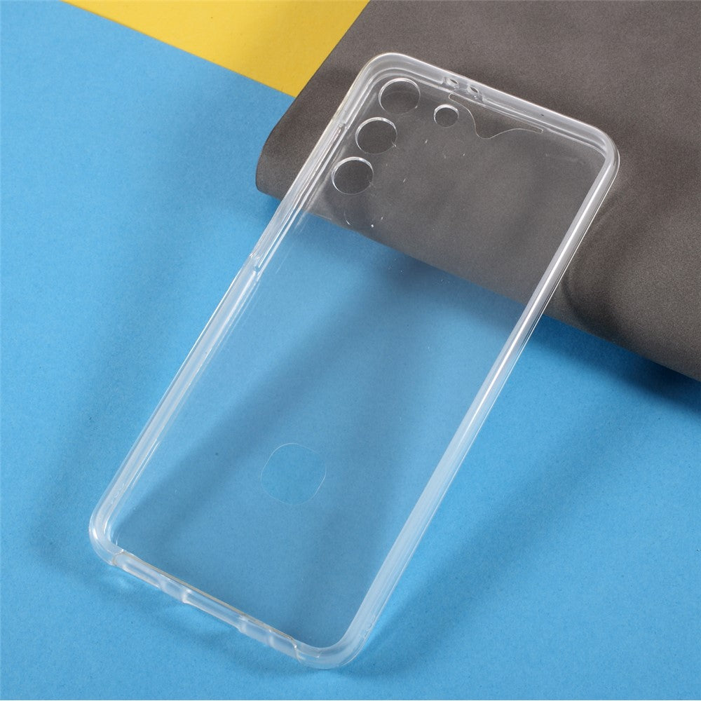 PET Cover + TPU Frame + Acrylic Panel Full Protective Shell for Samsung Galaxy S21 4G/5G Clear Hybrid Case