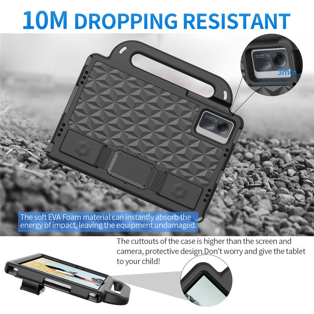 Rhombus Design EVA Case + Shoulder Strap for Samsung Galaxy Tab S9 FE / S9 / S8 / S7 / A11+ / A9+ / Xiaomi Pad 6 / Redmi Pad 2 / Lenovo Tab M11