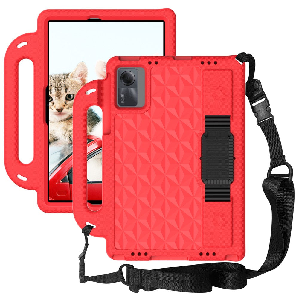 Rhombus Design EVA Case + Shoulder Strap for Samsung Galaxy Tab S9 FE / S9 / S8 / S7 / A11+ / A9+ / Xiaomi Pad 6 / Redmi Pad 2 / Lenovo Tab M11