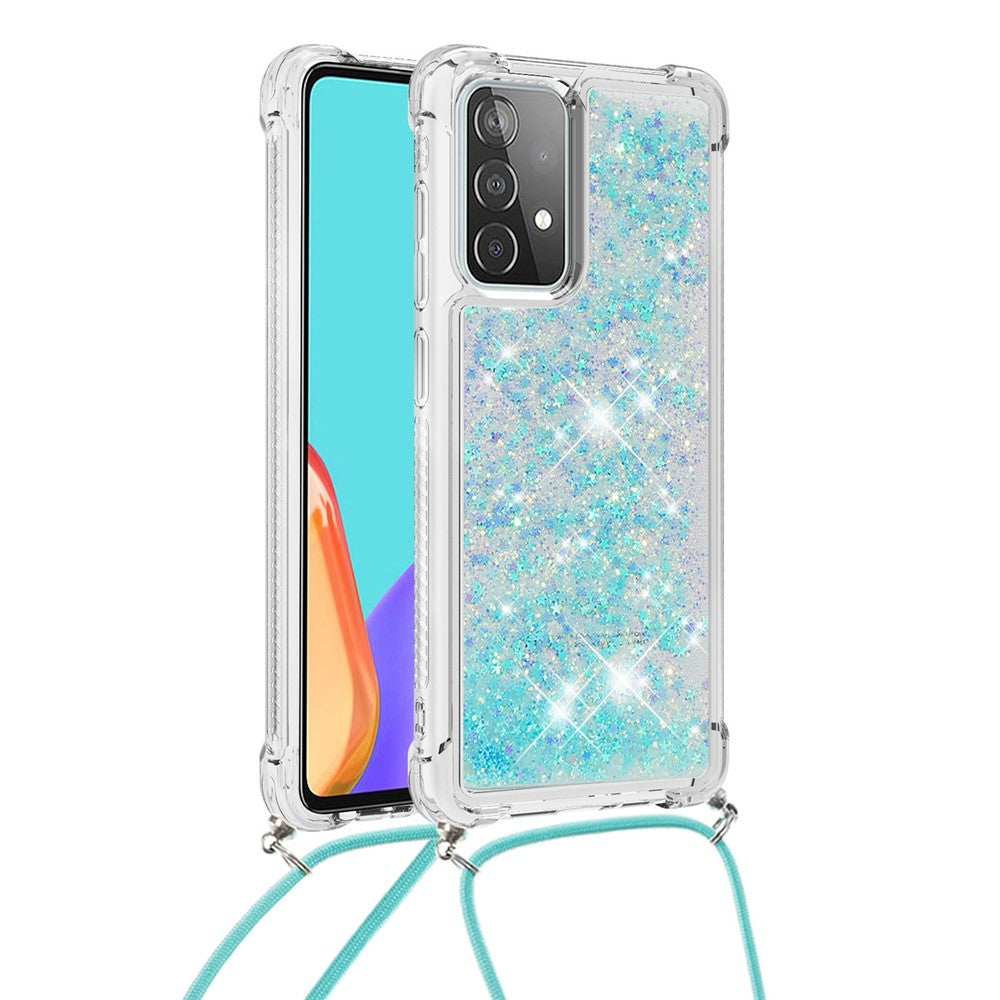 TPU Quicksand Design Phone Protective Shell Cover with Hanging Strap for Samsung Galaxy A52 4G/5G / A52s 5G